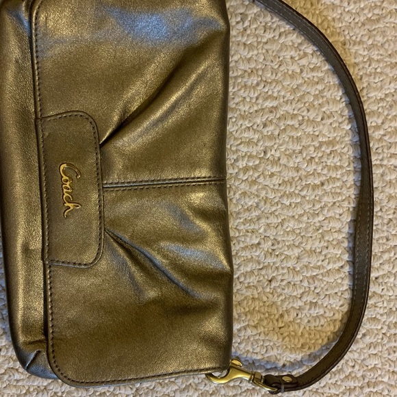 Coach wristlet, gold/pewter with strap change - Picture 6 of 7